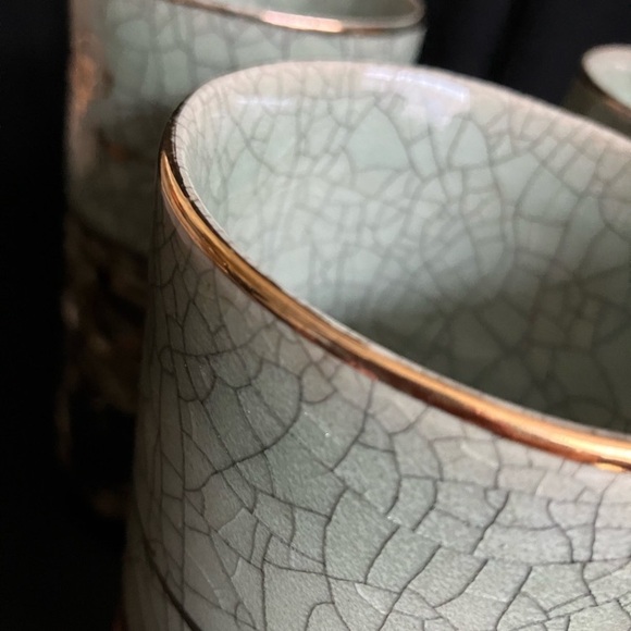 Somayaki Somaware Double Walled Tea Cups Tall Made in Japan Set of 3 - Picture 3 of 6